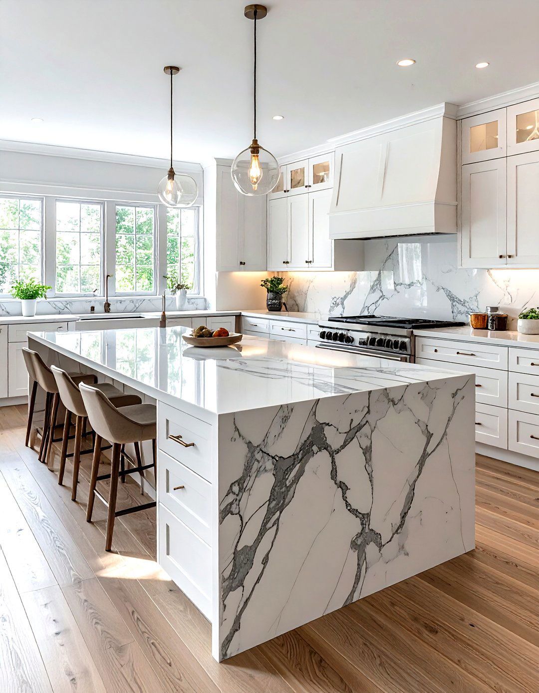 G shaped kitchen with marble countertops - 30 G-shaped kitchen ideas