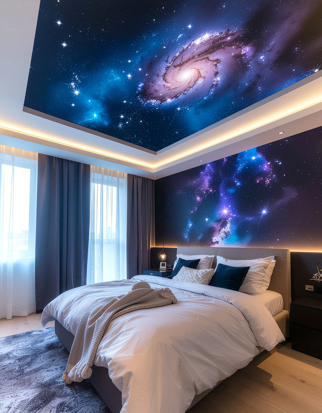 Galaxy Print Ceiling Wallpaper - 30 bedroom ceiling wallpapers