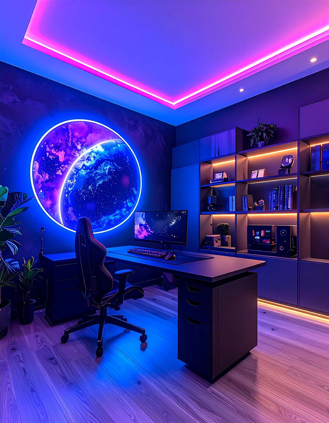 Galaxy neon sign - 30 planet bedroom ideas