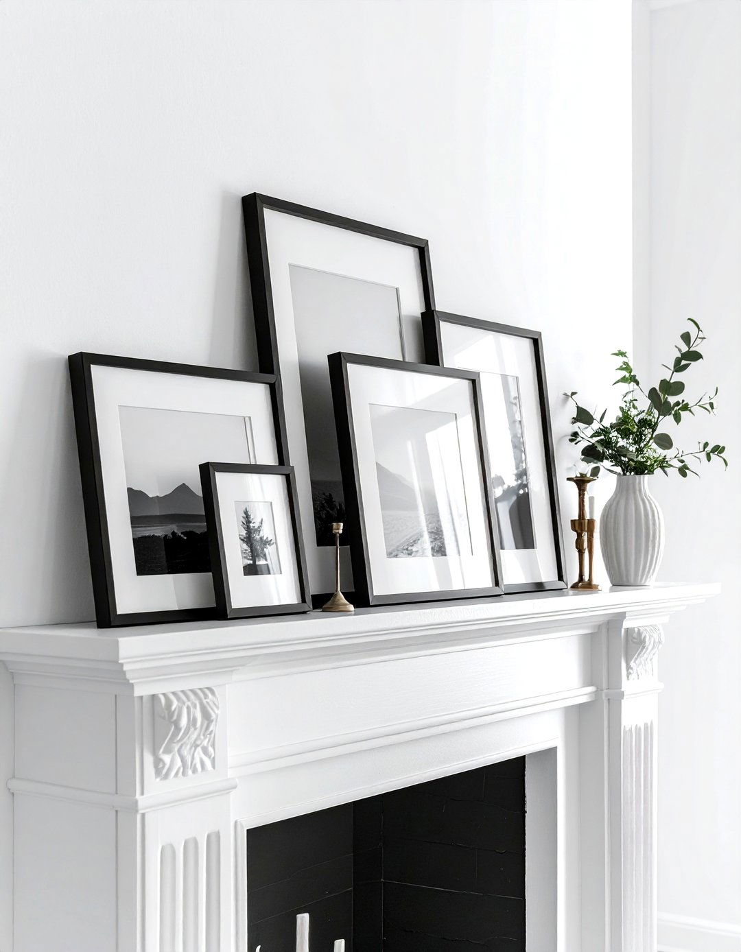 Gallery Frame Layering - 30 mantel decor ideas