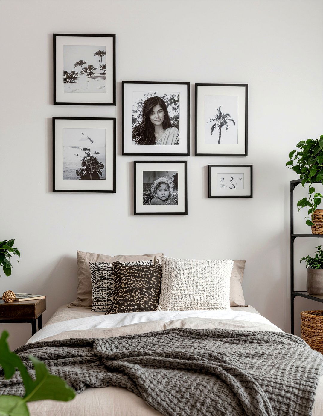 Gallery Wall Above Bed - 30 bedroom family photo ideas