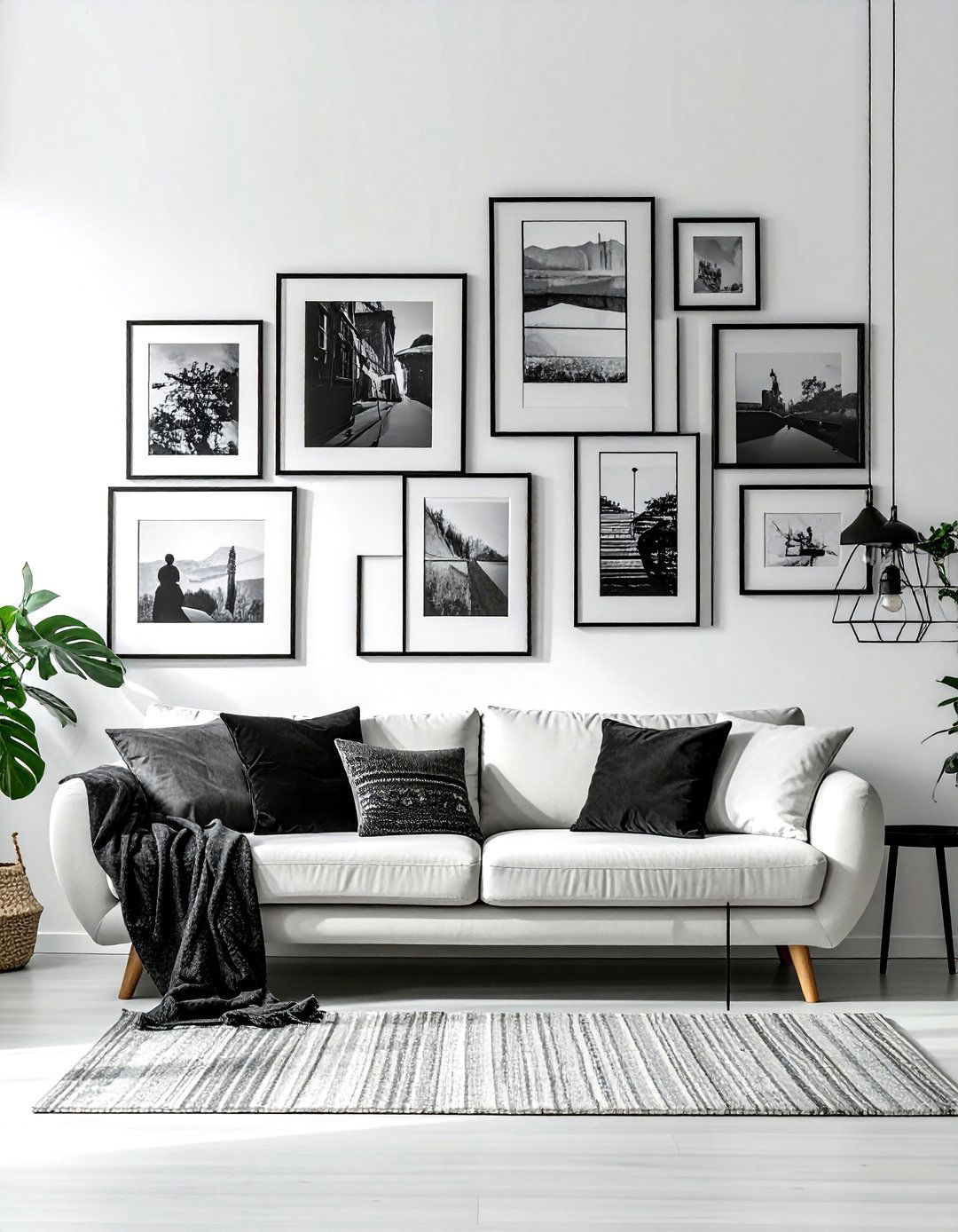 Gallery Wall Arrangement - 30 living room photography ideas