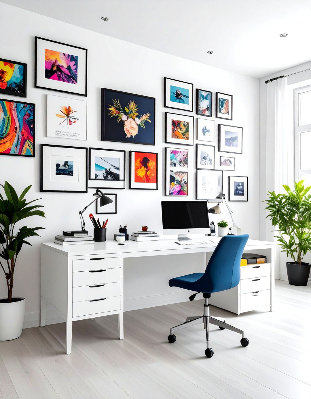 Gallery Wall Office - 30 cozy office ideas