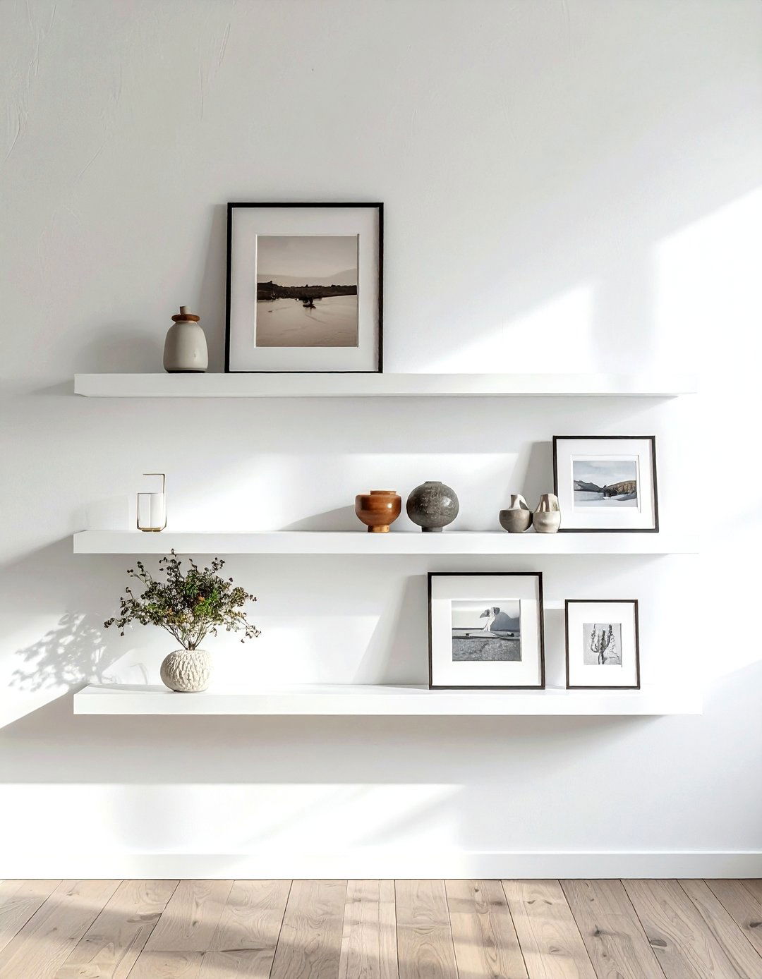 Gallery Wall Shelving - 30 living room organization hacks