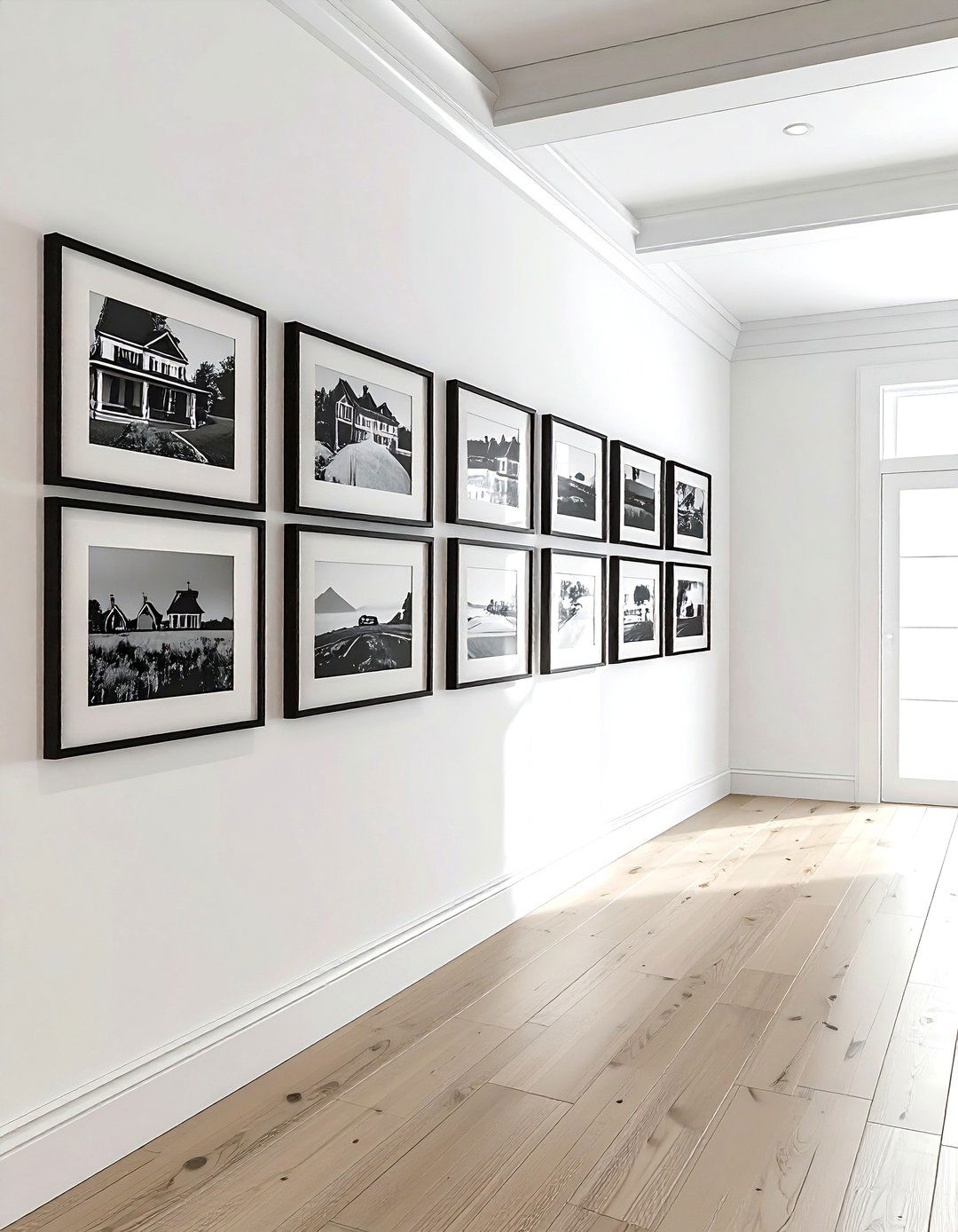 Gallery Wall Thin Black Frames - 30 modern farmhouse decor ideas