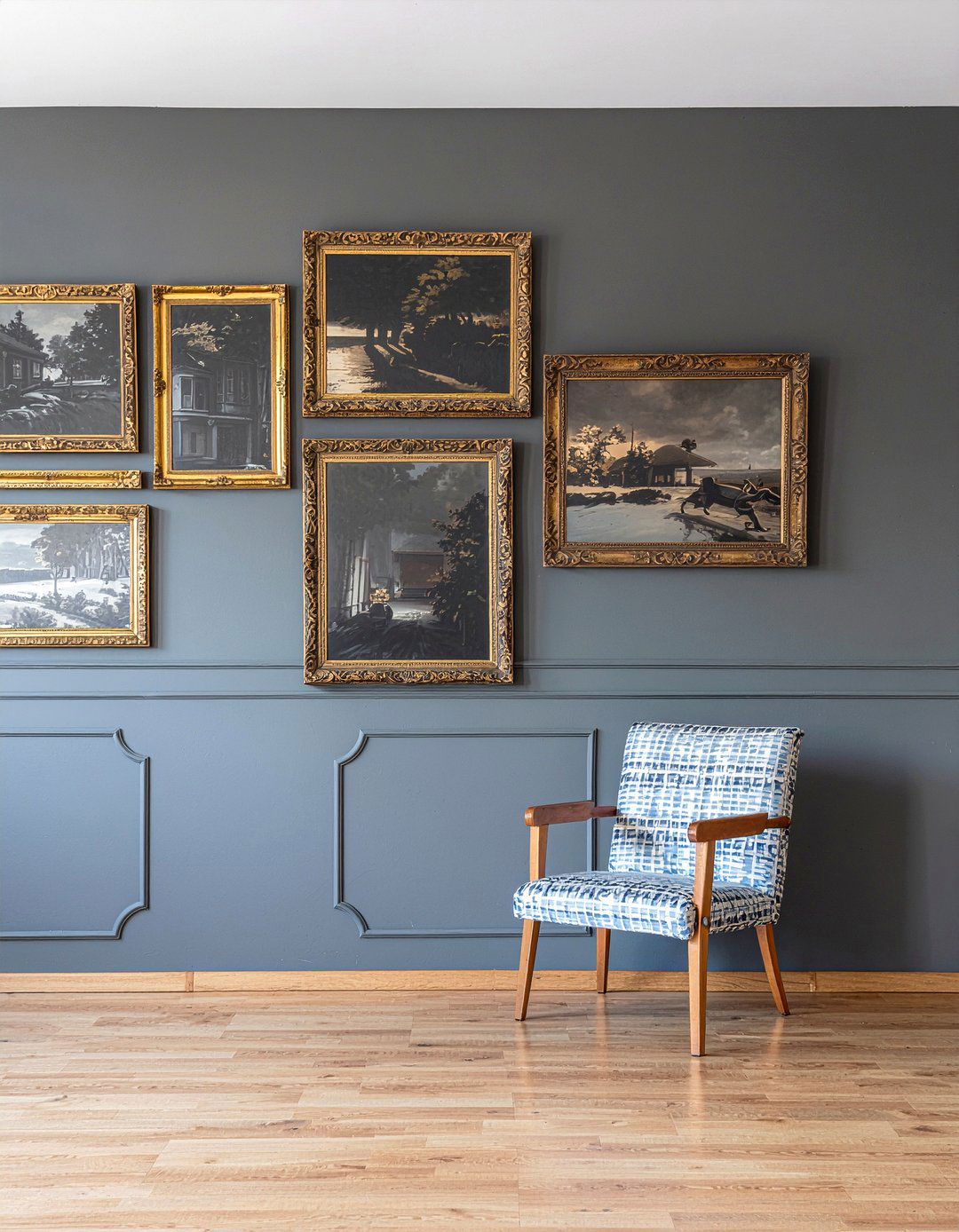 Gallery portrait wall - 30 living room Regency furniture ideas