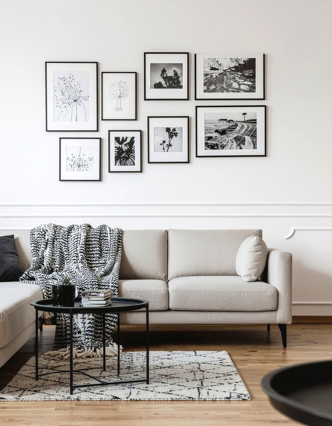 Gallery wall art living room - 30 scandinavian living room ideas