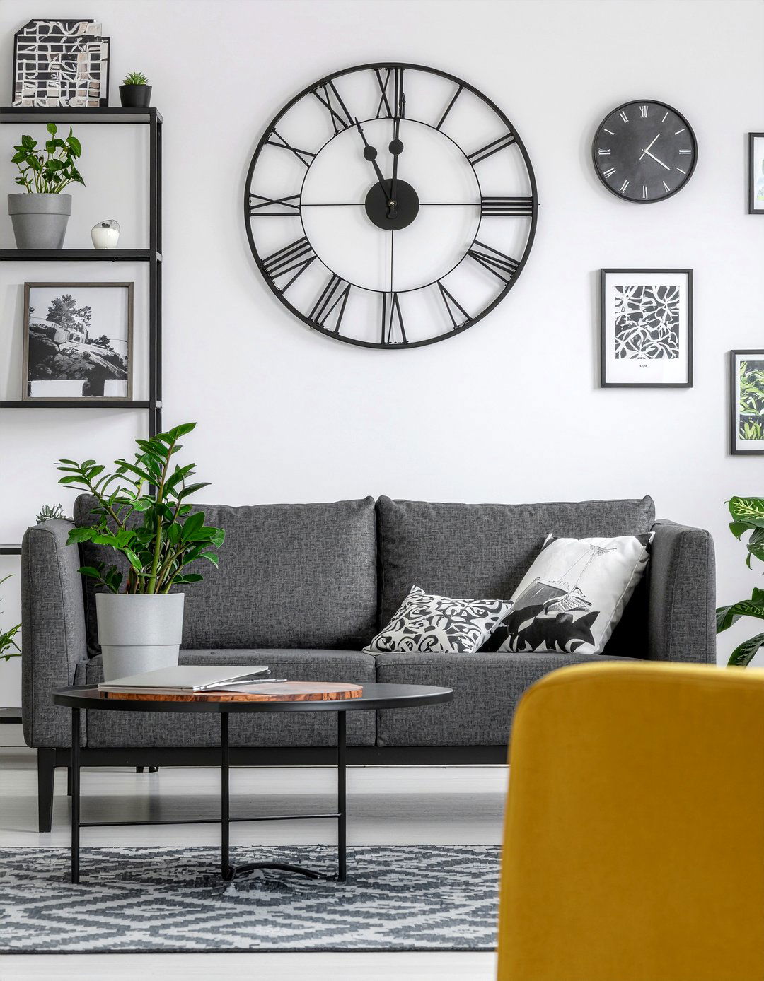 Gallery wall clock - 30 living room clock ideas