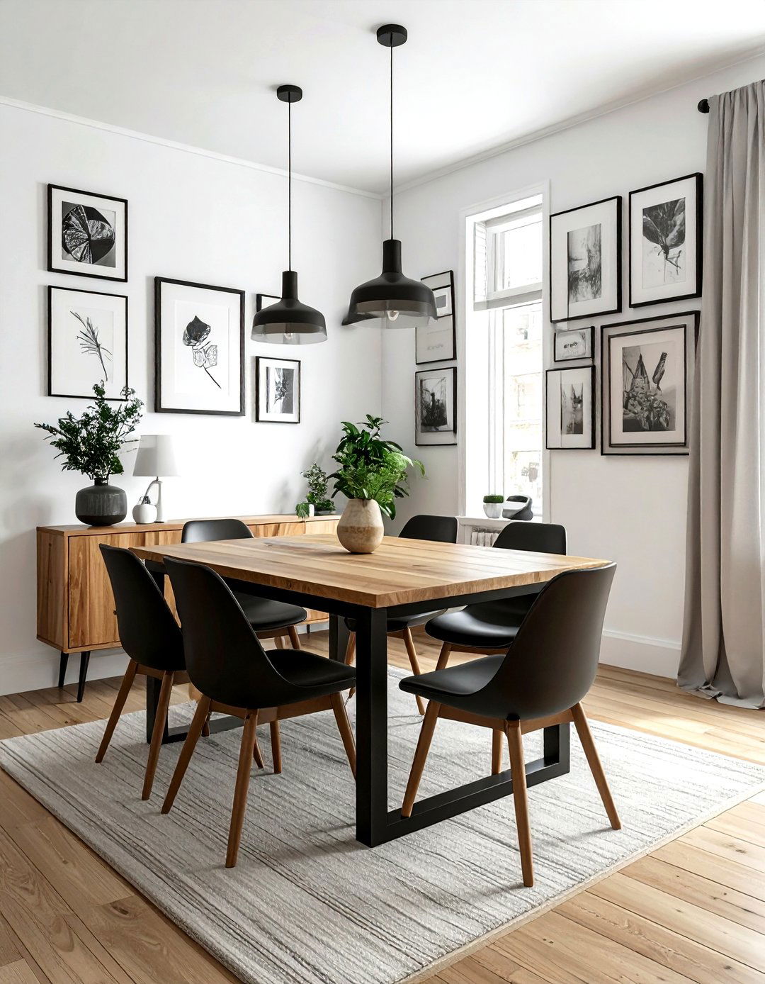 Gallery wall dining room - 30 loft dining room ideas