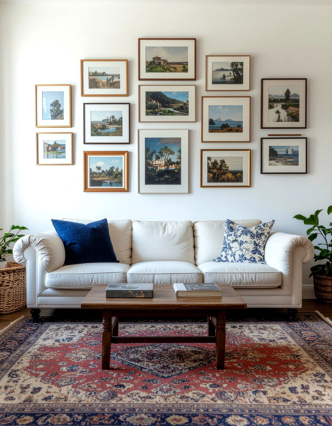 Gallery wall living room - 30 eclectic living room ideas