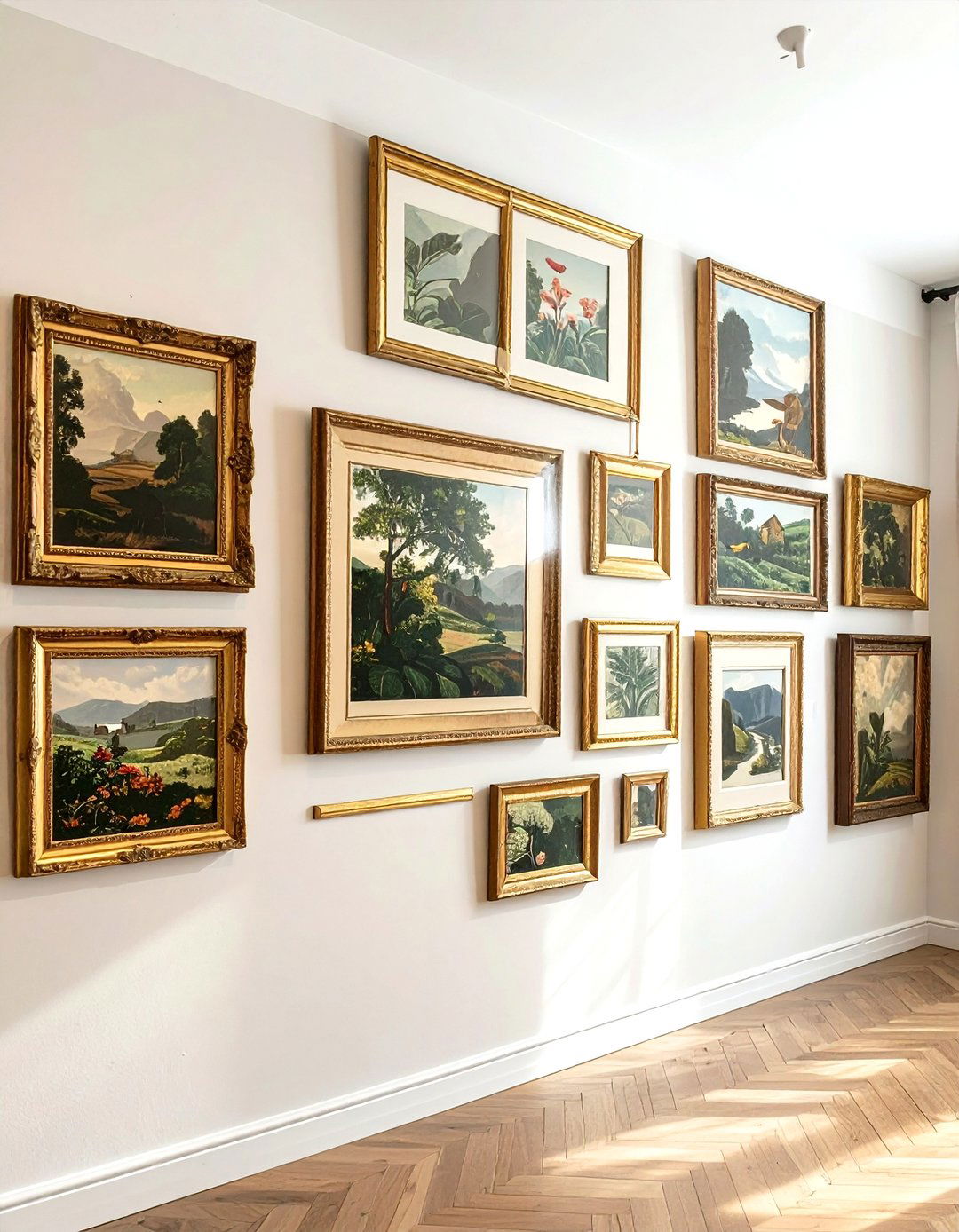 Gallery wall vintage art - 30 cottage home decor ideas