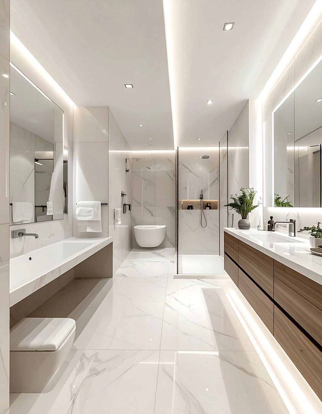 Galley style bathroom - 30 bathroom furniture layout