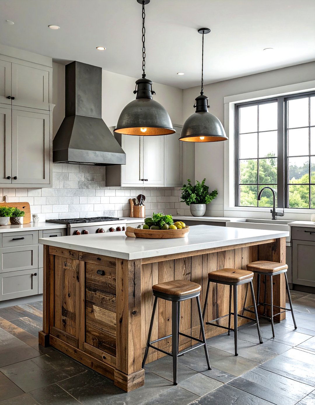Galvanized Metal Island Light - 30 industrial pendant kitchen ideas