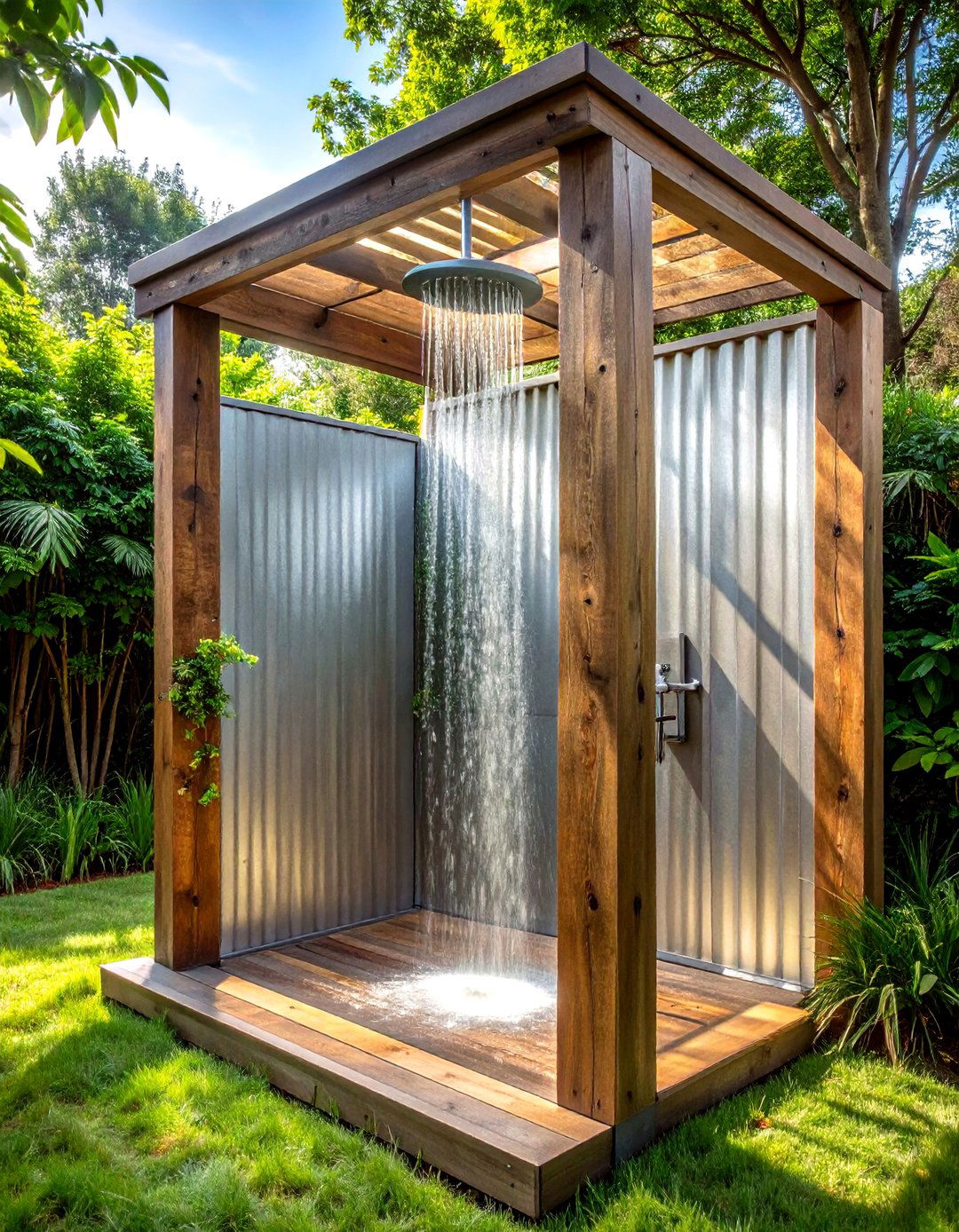 Galvanized Shower Wall - 30 metal bathroom ideas