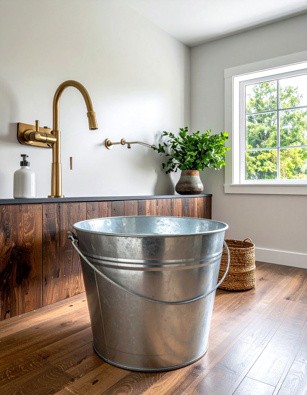 Galvanized bucket bathroom sink - 30 repurposed decor ideas