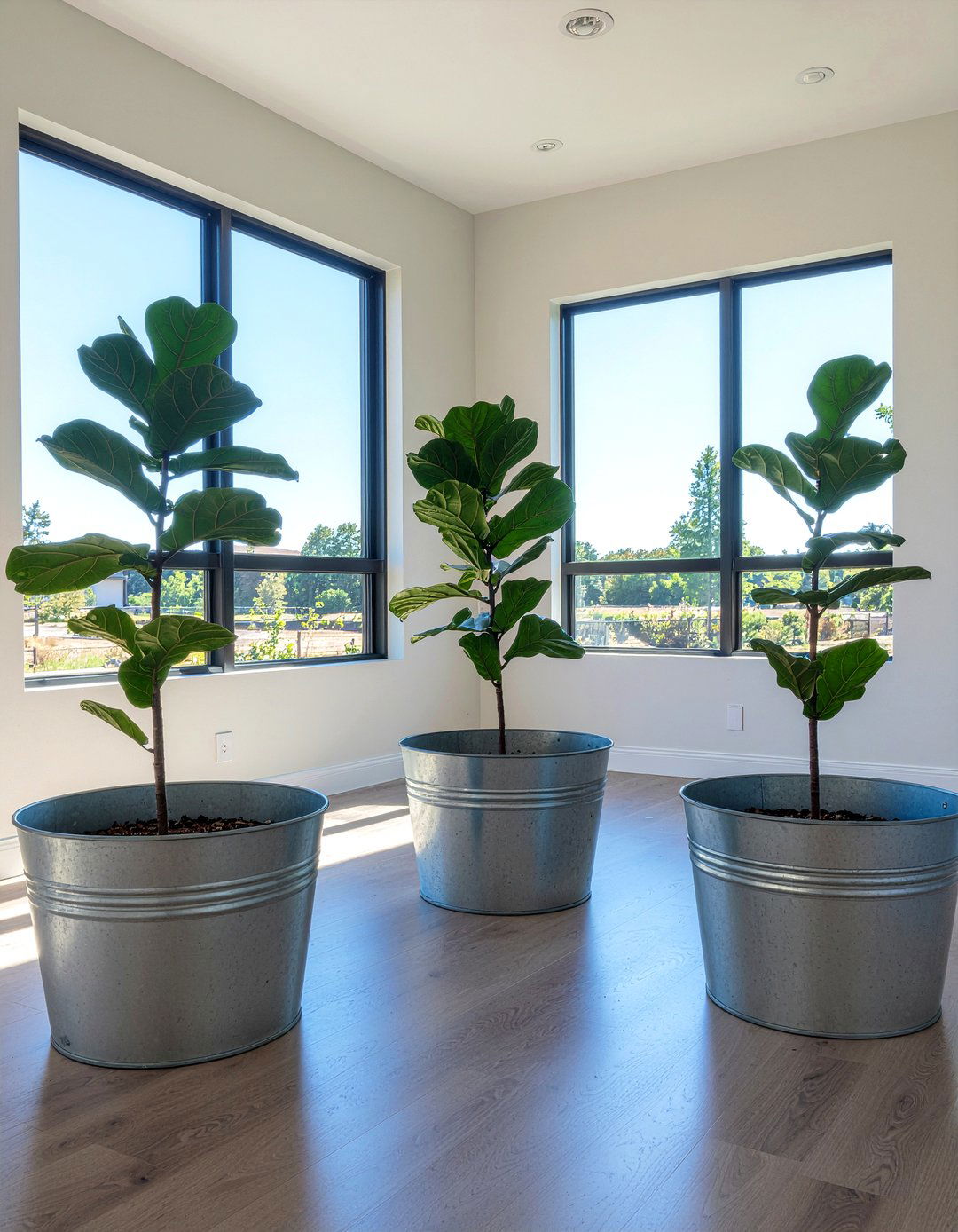 Galvanized steel planter - 30 metal accent living room ideas