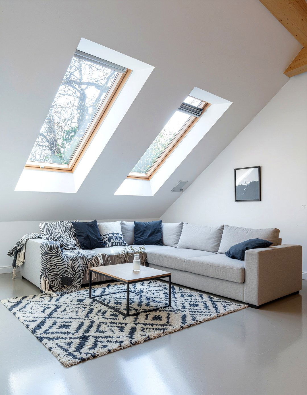 Garage living room with skylights - 30 converted garage living room ideas