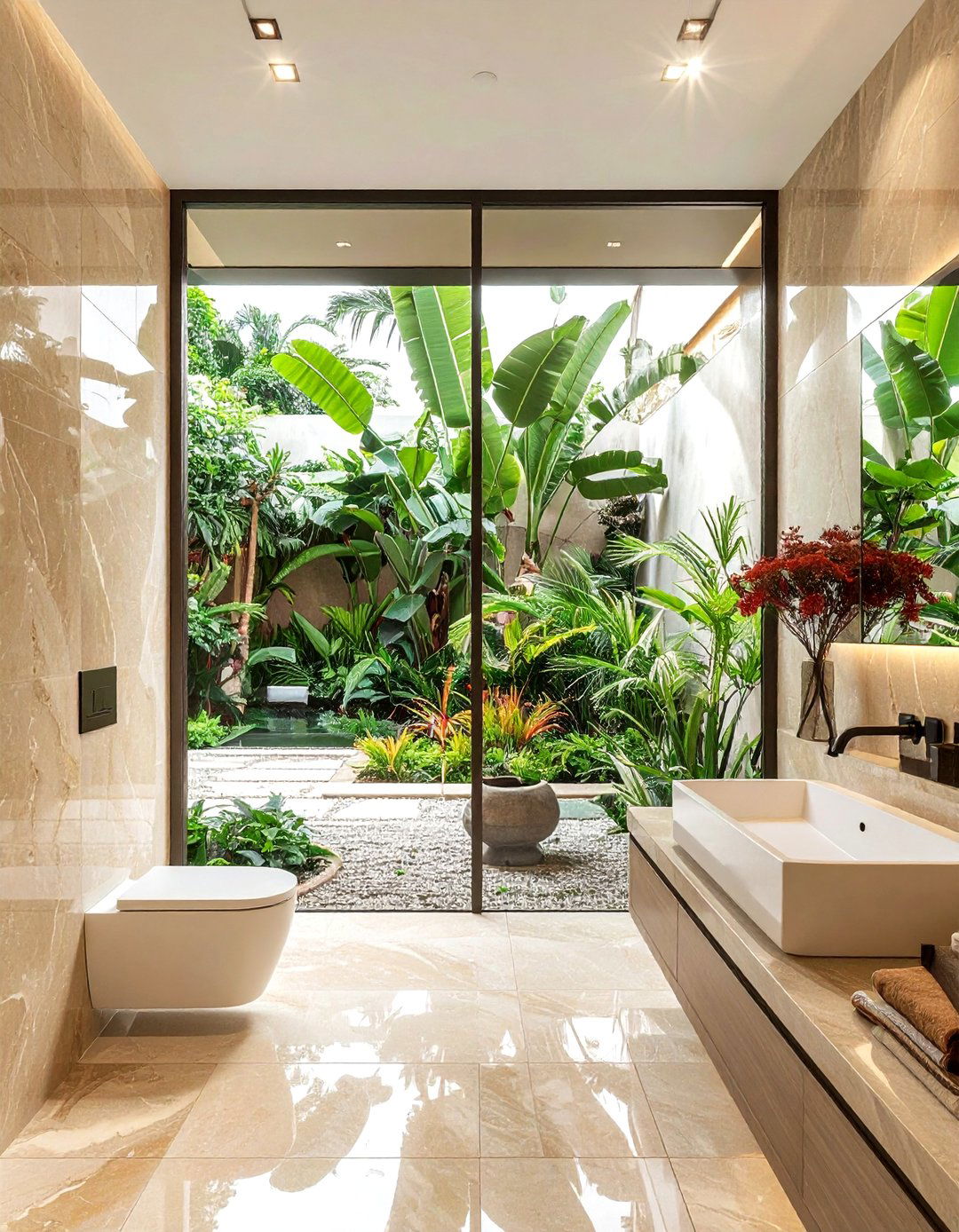 Garden View Bathroom Window - 30 bathroom window statement ideas