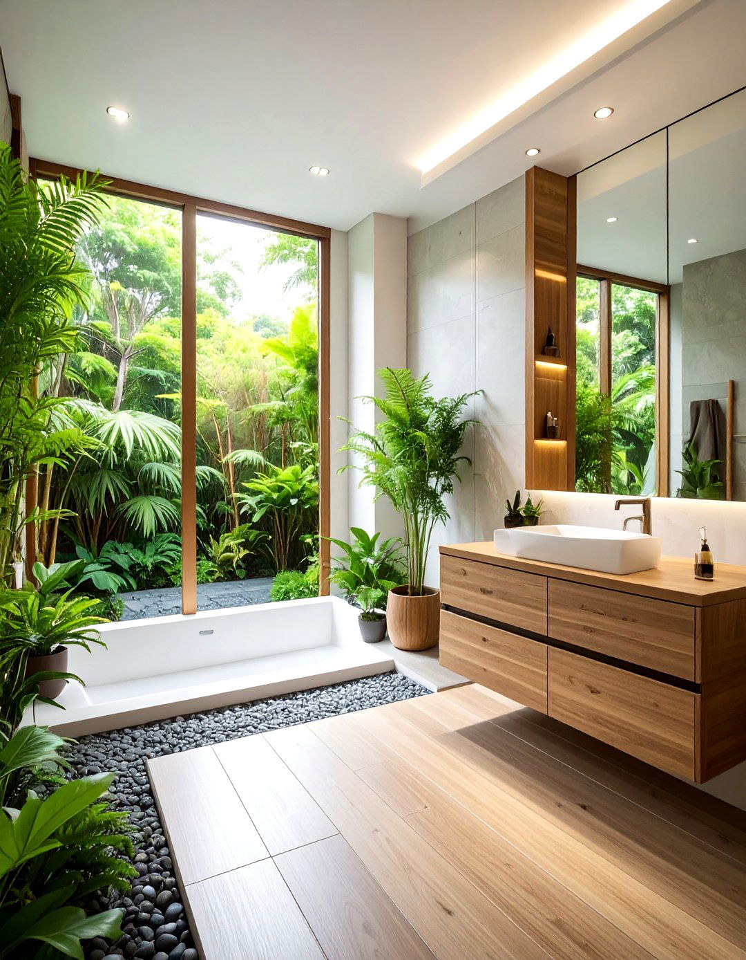Garden View Bathroom - 30 bathroom natural lighting ideas