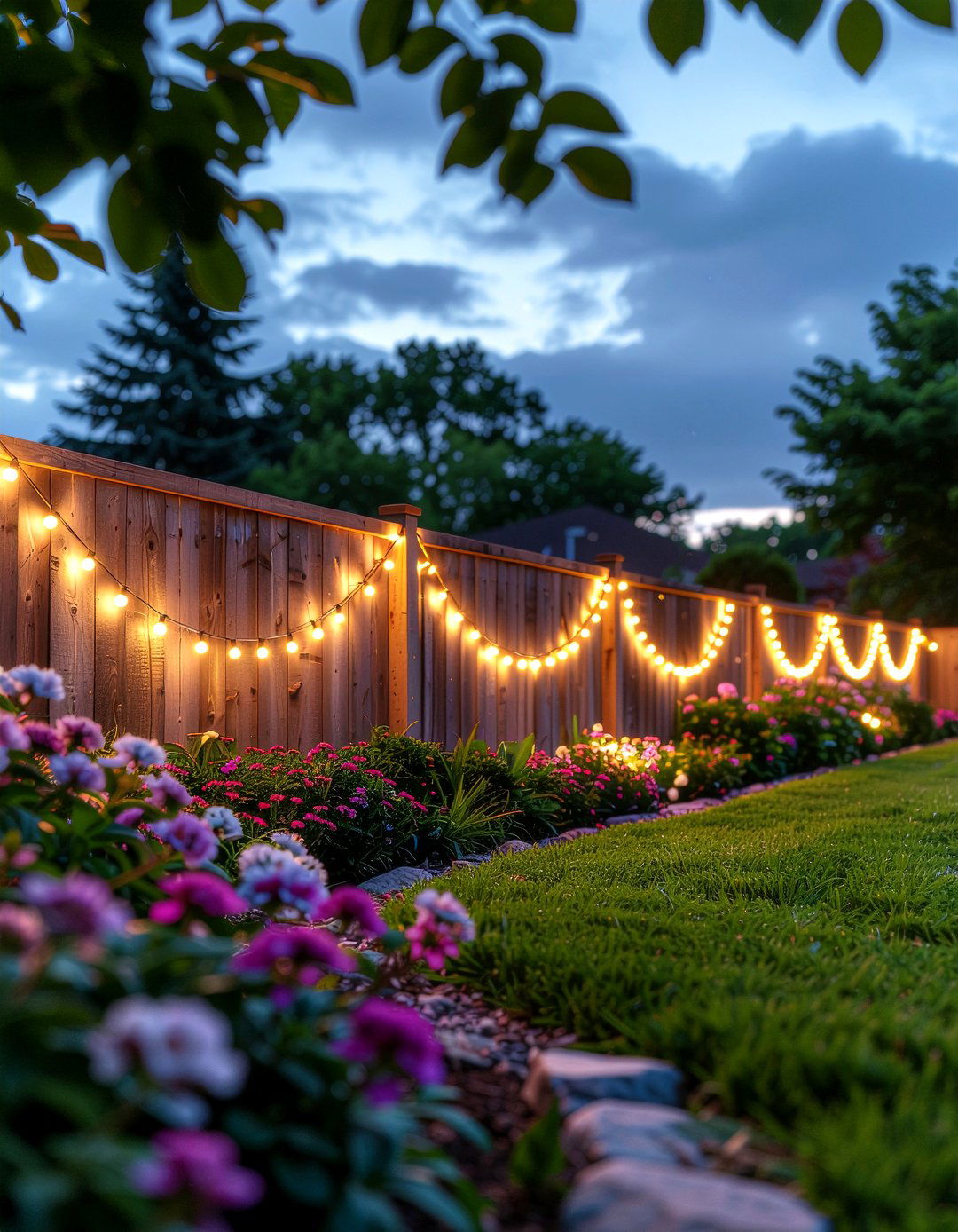 Garden fence string lights - 30 fairy light ideas