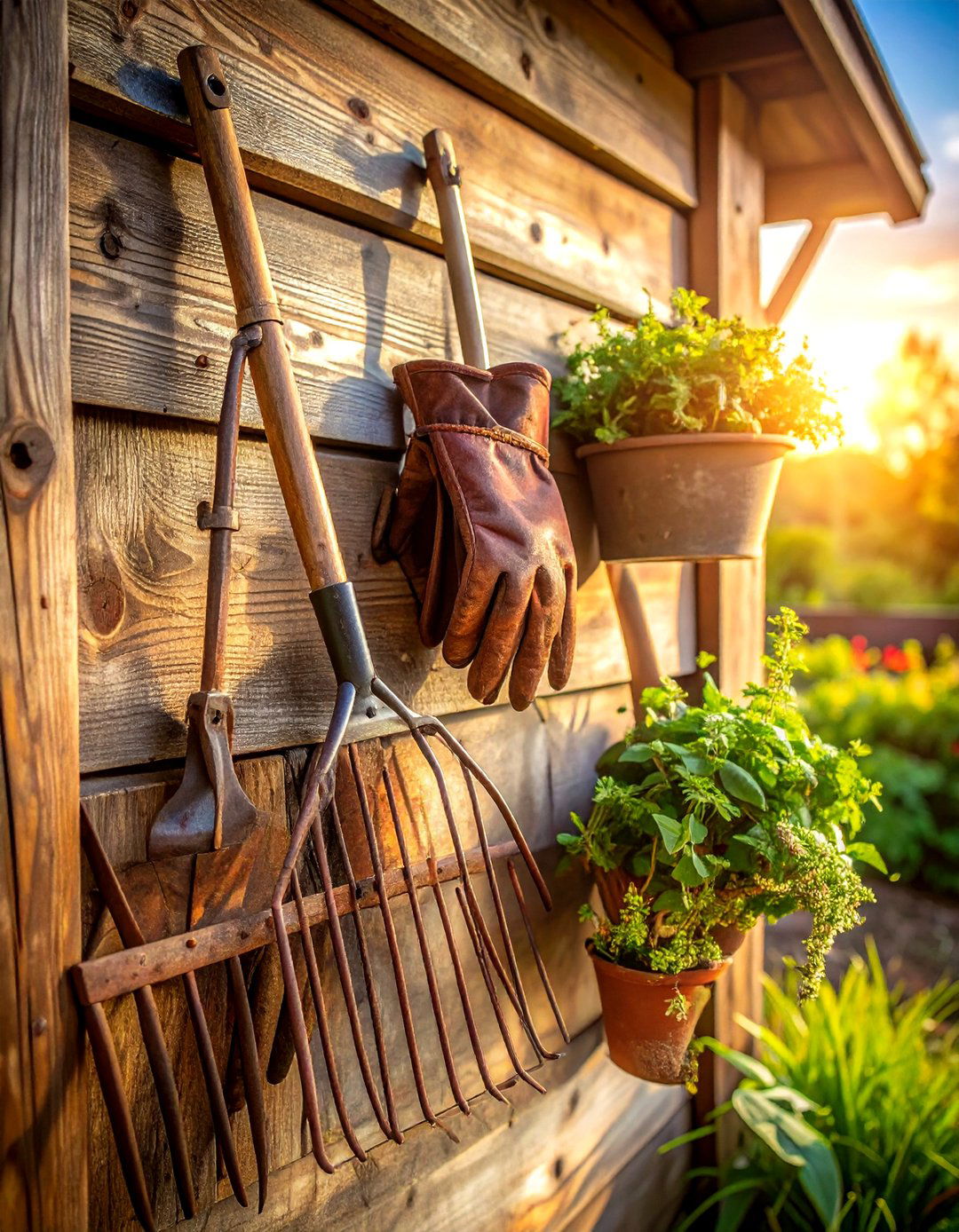 Garden rake tool organizer - 30 repurposed decor ideas