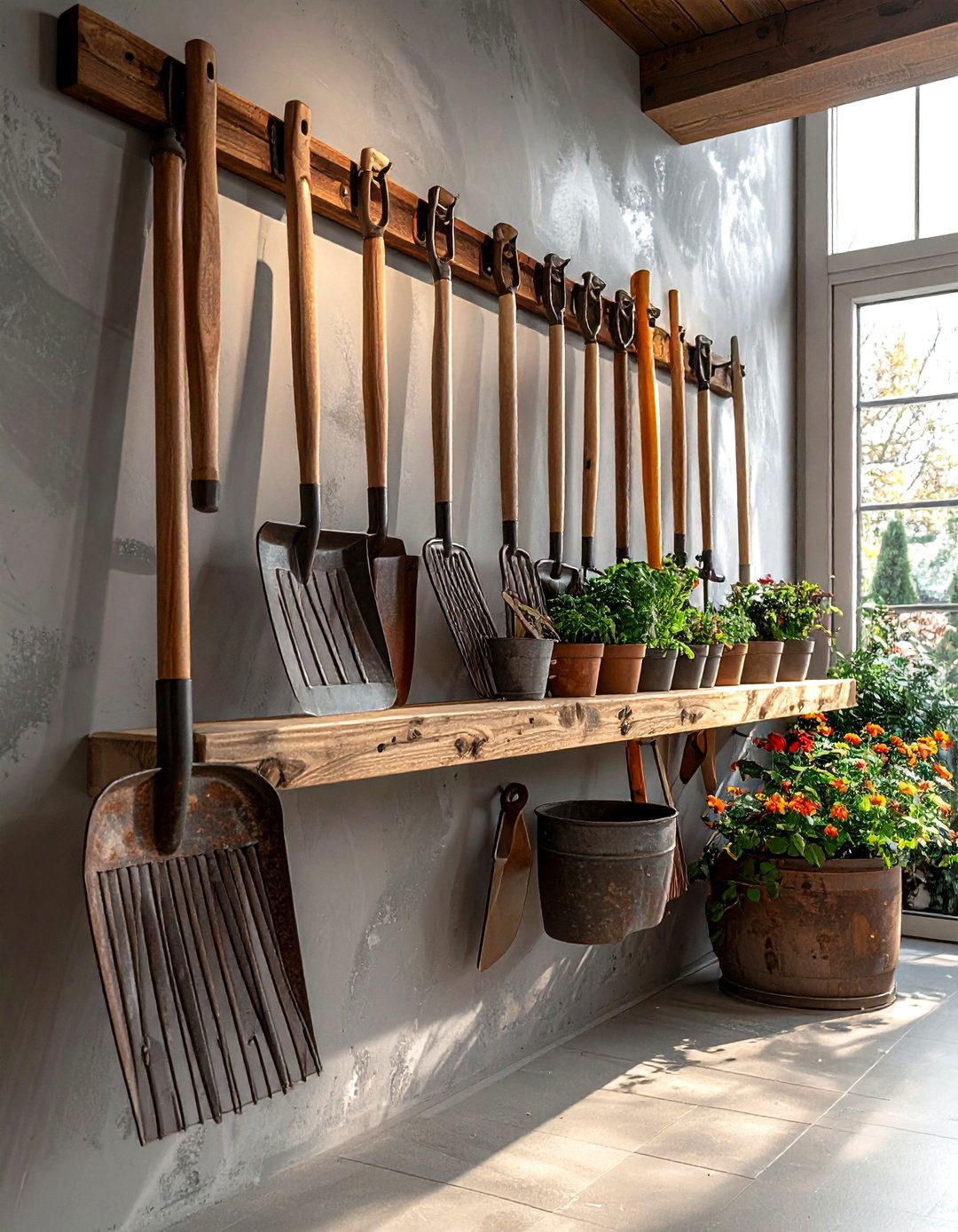 Garden tool rack - 30 garage organization ideas