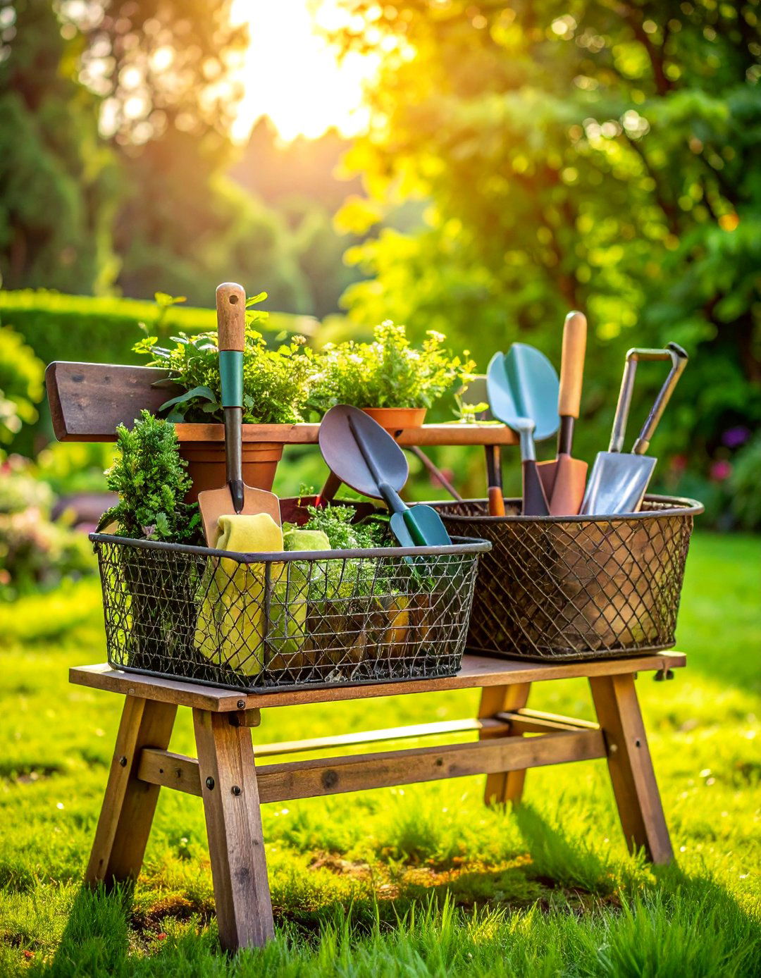 Garden tool storage - 30 wire basket ideas