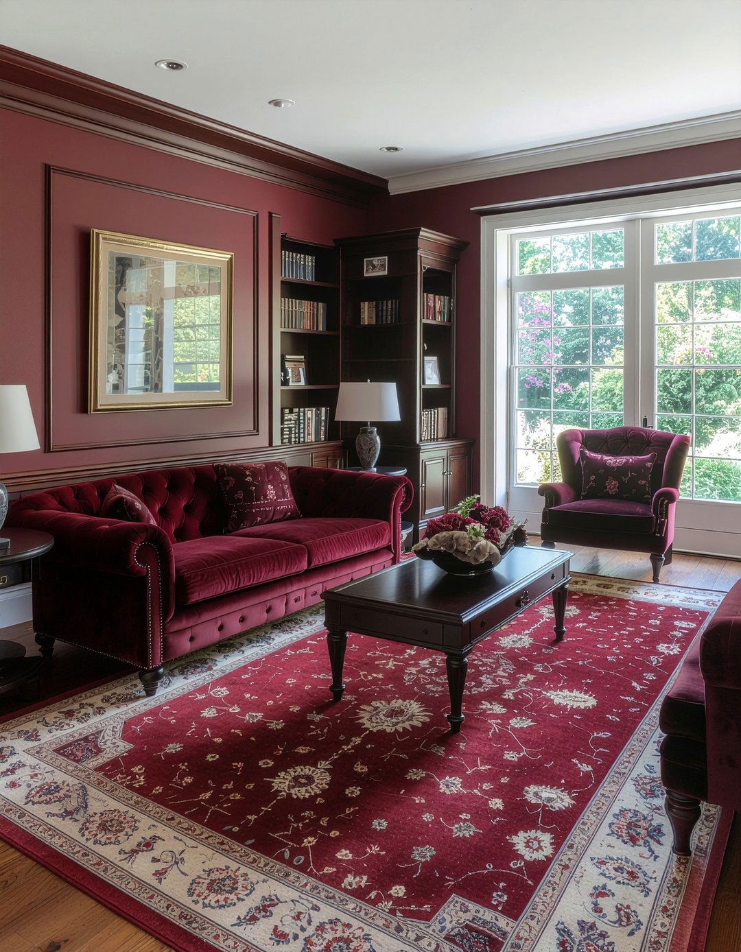 Garnet Red Living Room - 30 jewel toned living room ideas