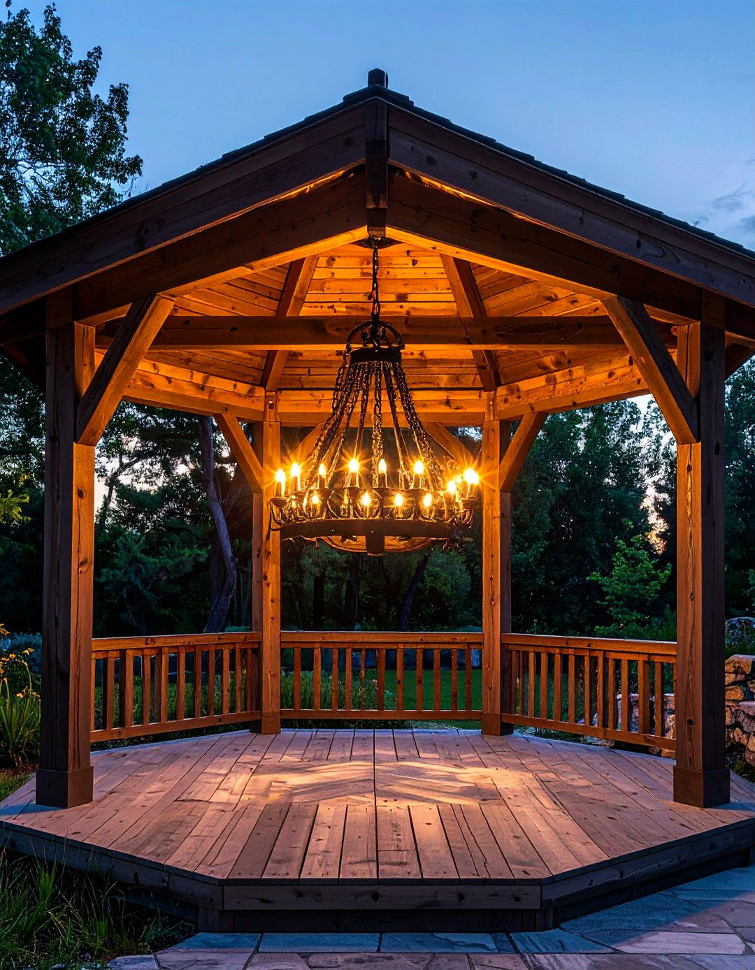 Gazebo chandelier - 30 outdoor lighting ideas