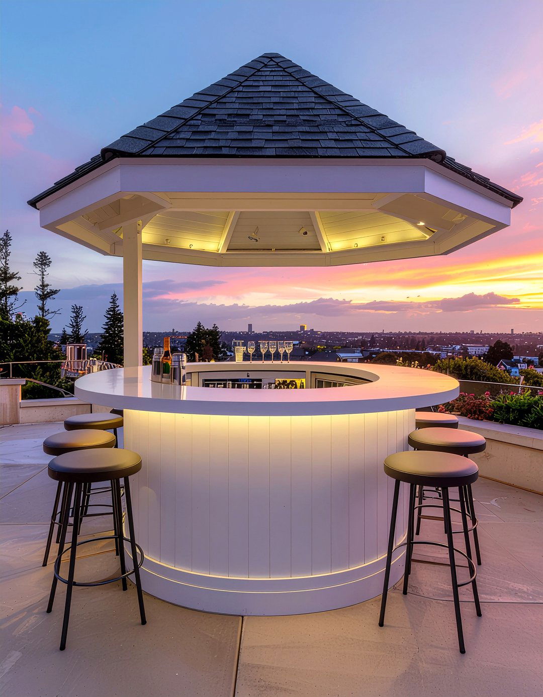 Gazebo with bar seating - 30 gazebo dining ideas
