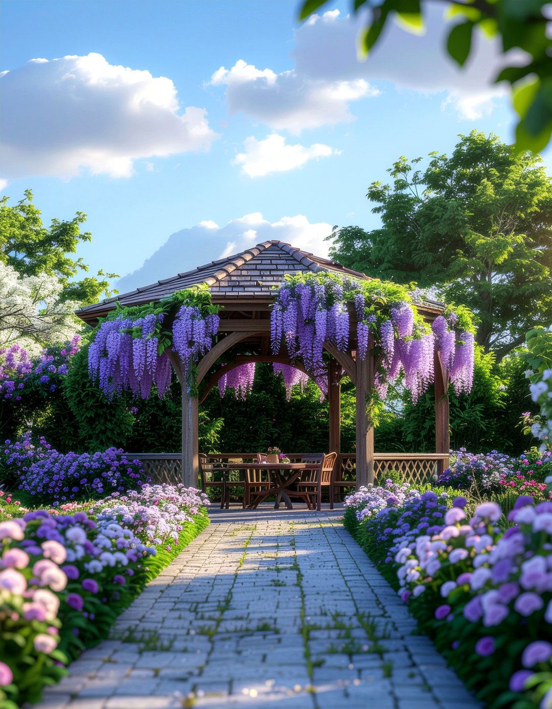 Gazebo with climbing plants - 30 gazebo dining ideas