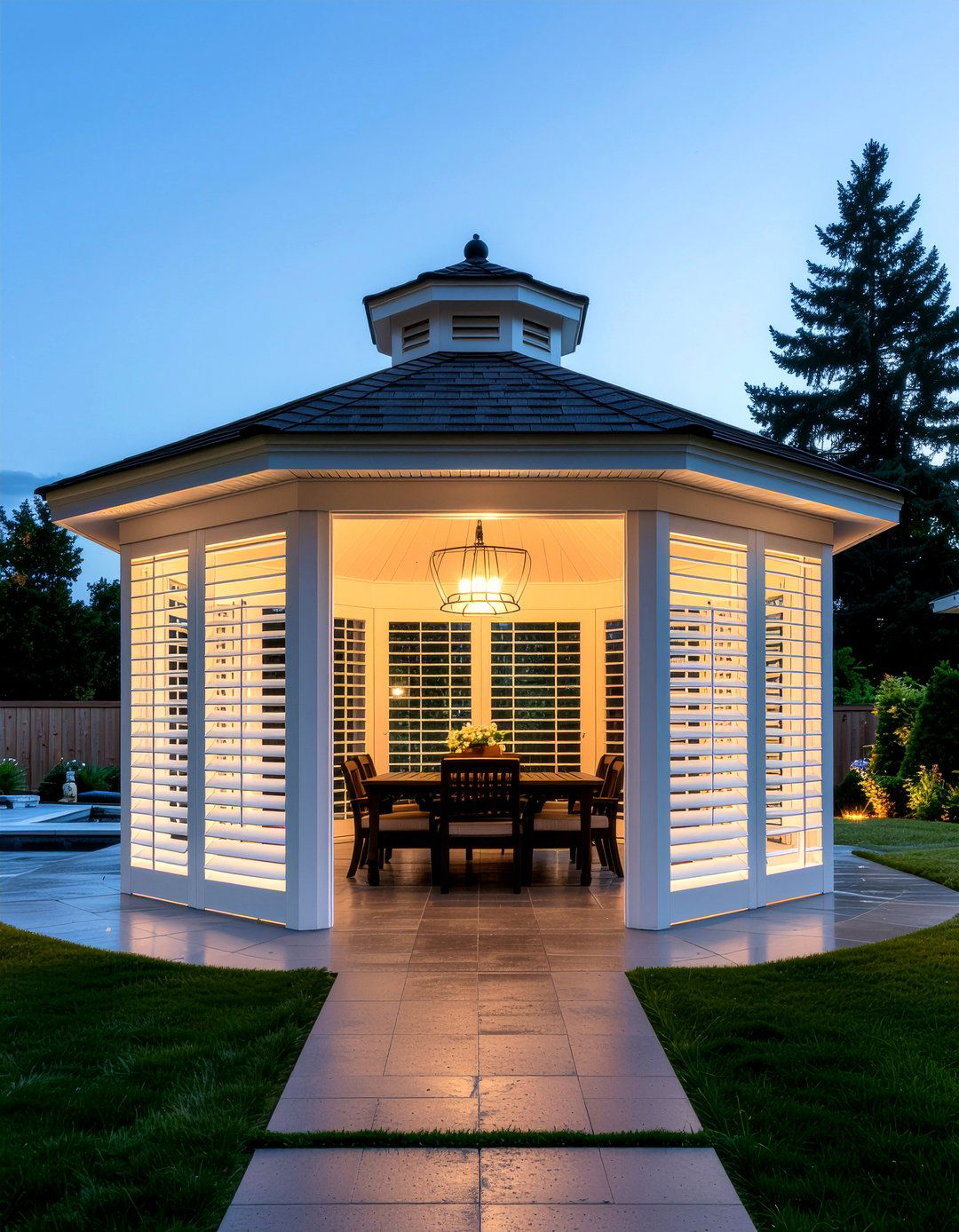 Gazebo with shutters - 30 gazebo dining ideas