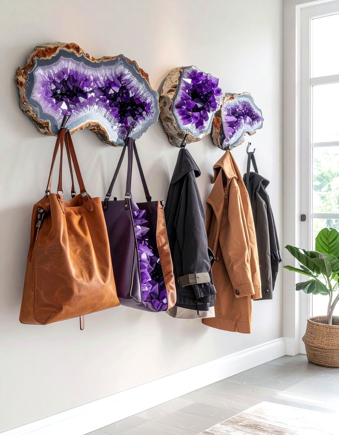 Geode Wall Hooks - 30 geode decor ideas