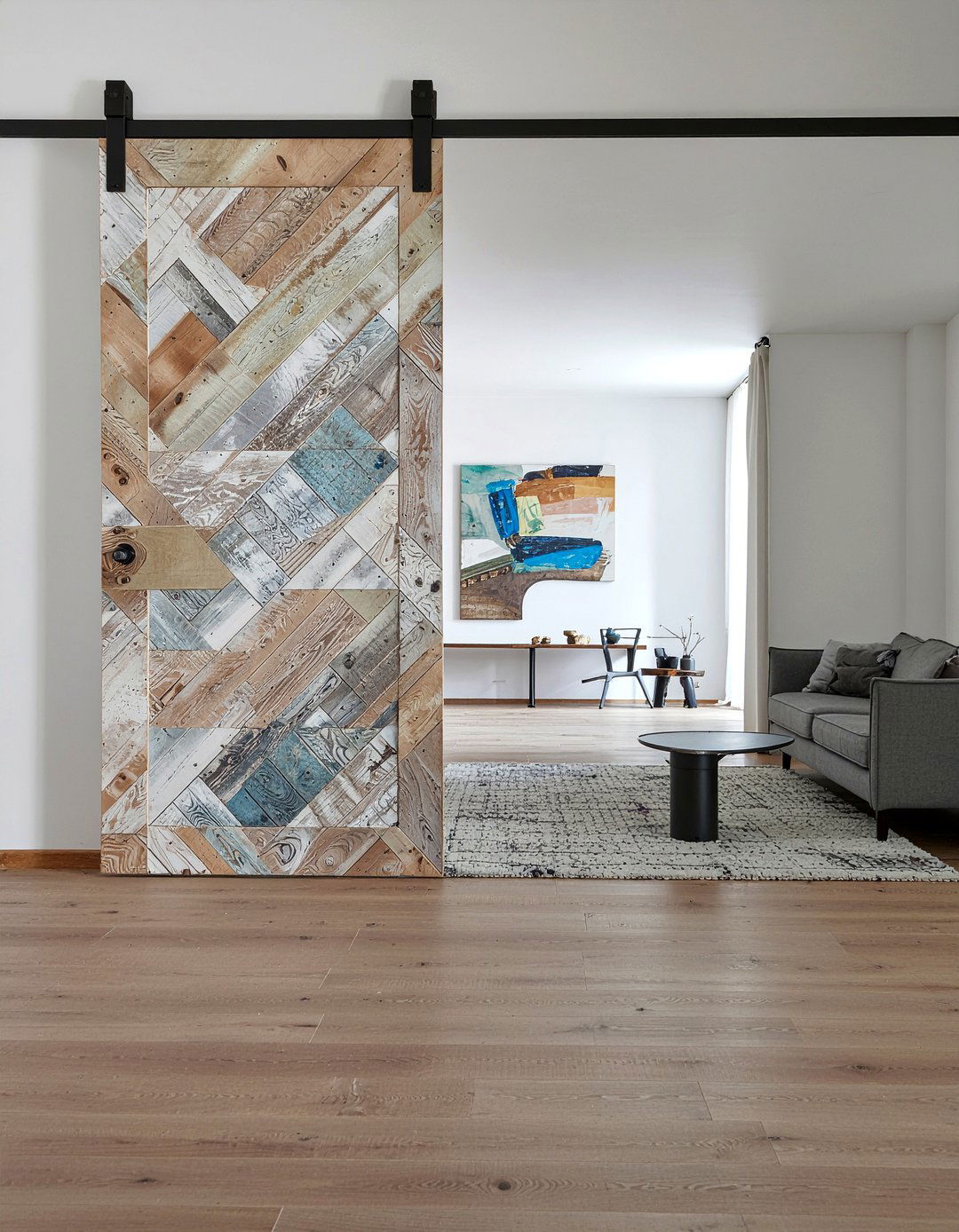 Geometric Barn Door - 30 living room barn doors