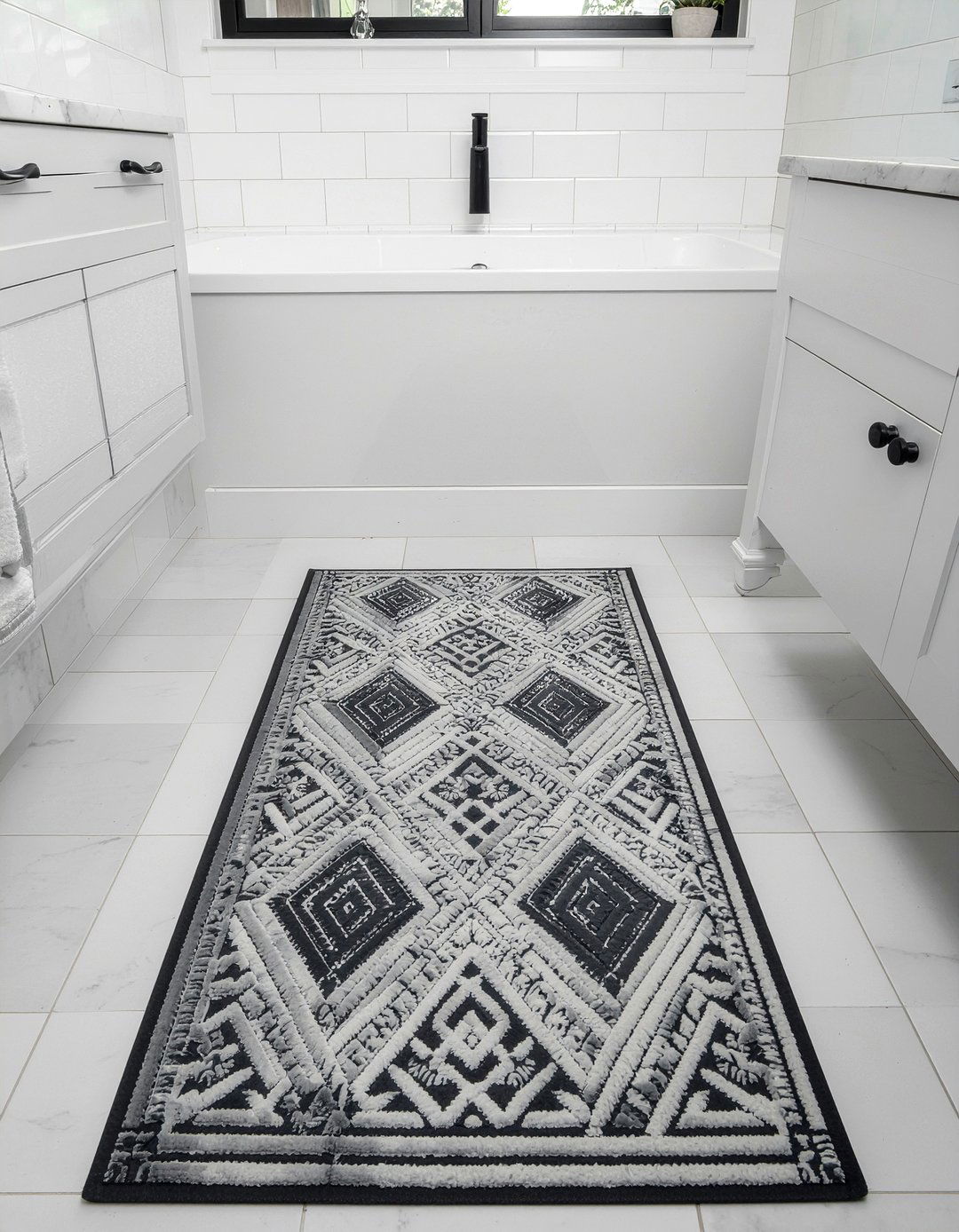 Geometric Bath Mat - 30 bathroom rug ideas