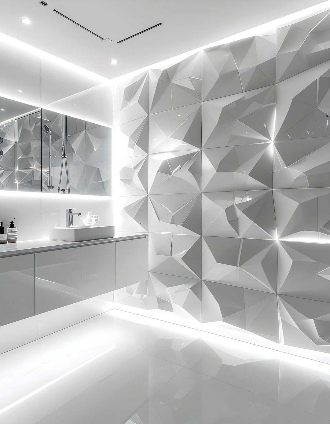 Geometric Bathroom Wall Panel - 30 bathroom paneling ideas