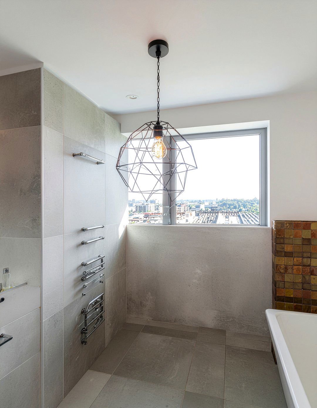 Geometric Cage Light - 30 bathroom ceiling light ideas