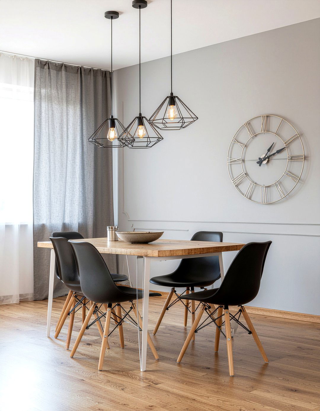Geometric Cage Pendant Cluster - 30 multiple pendant dining room ideas