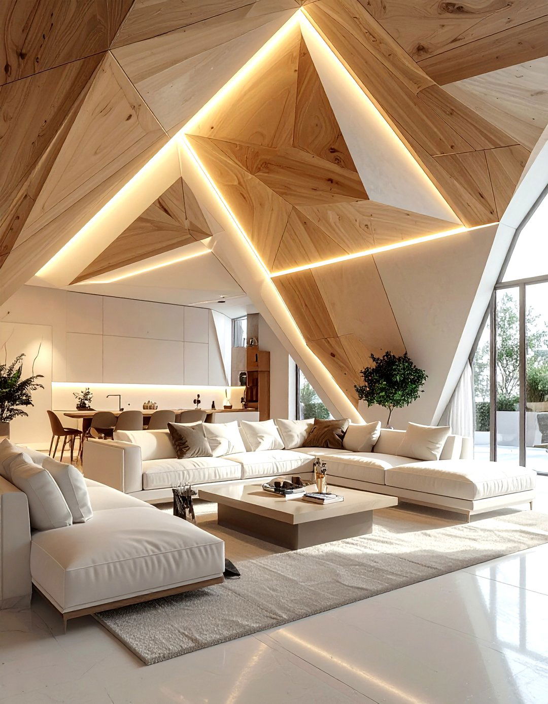 Geometric Ceiling - 30 living room ceiling ideas