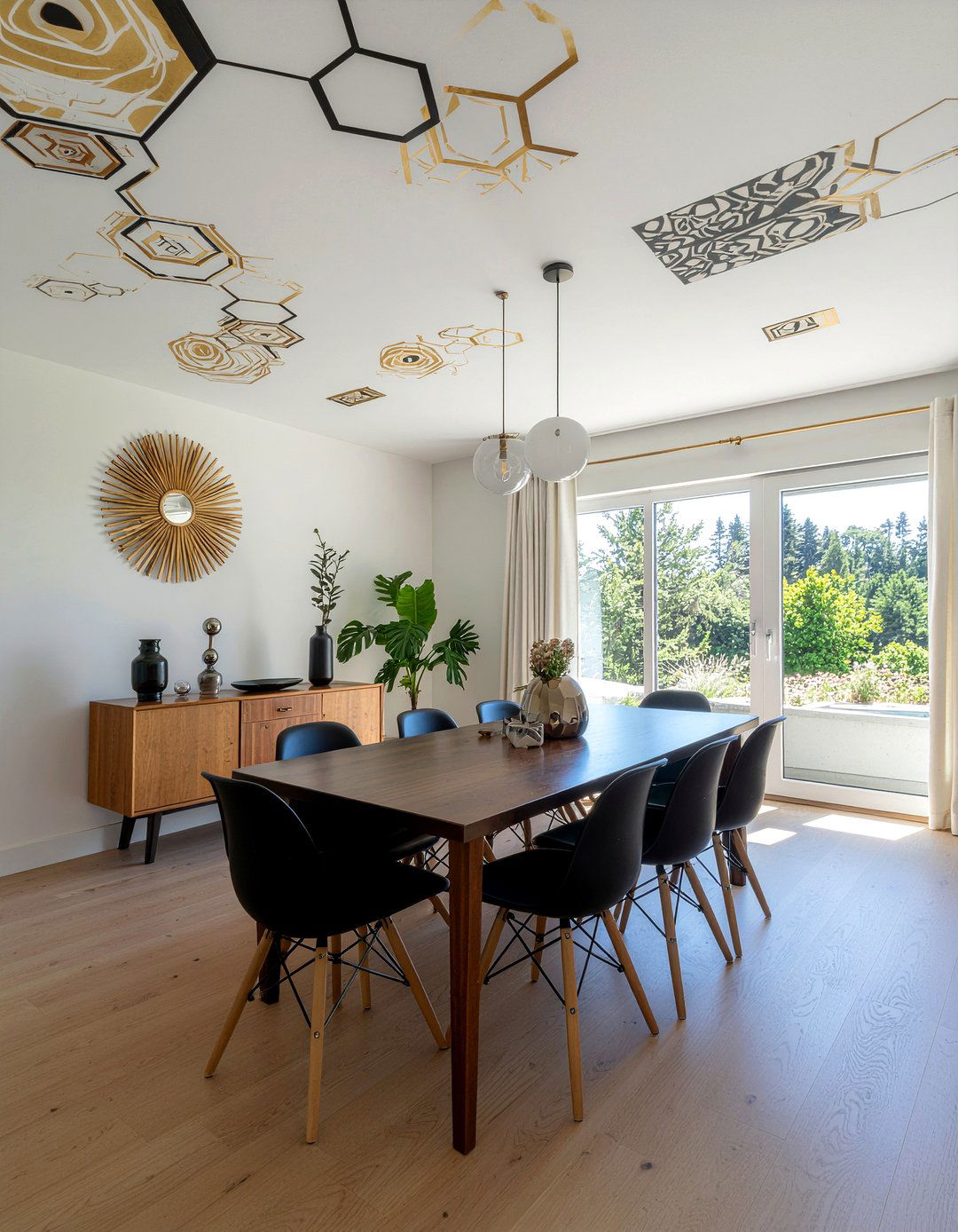 Geometric Ceiling Wallpaper Dining Room - 30 dining room wallpapered ceiling ideas