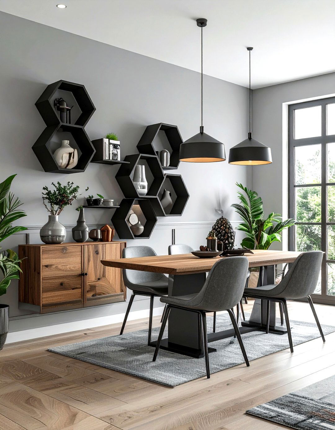 Geometric Corner Wall Shelves - 30 dining room corner shelving ideas