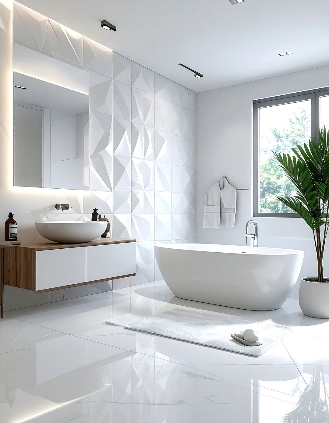 Geometric D Tile - 30 small bathroom tile ideas