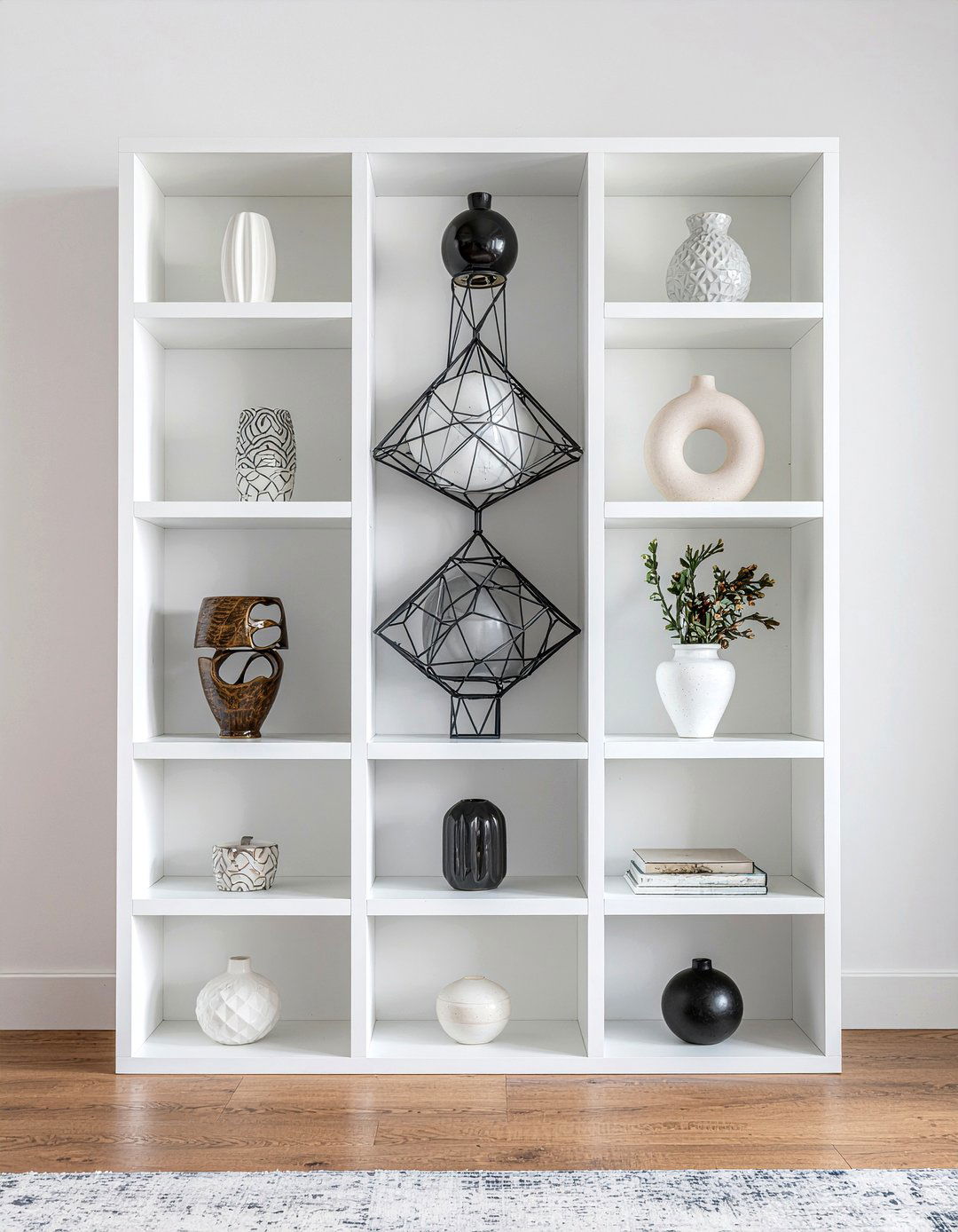 Geometric Display Shelf - 30 living room display cabinet ideas