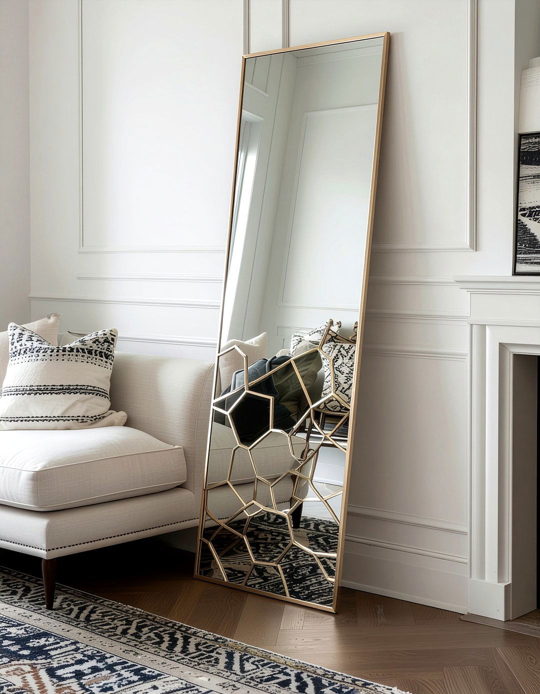 Geometric Floor Mirror - 30 floor mirror ideas