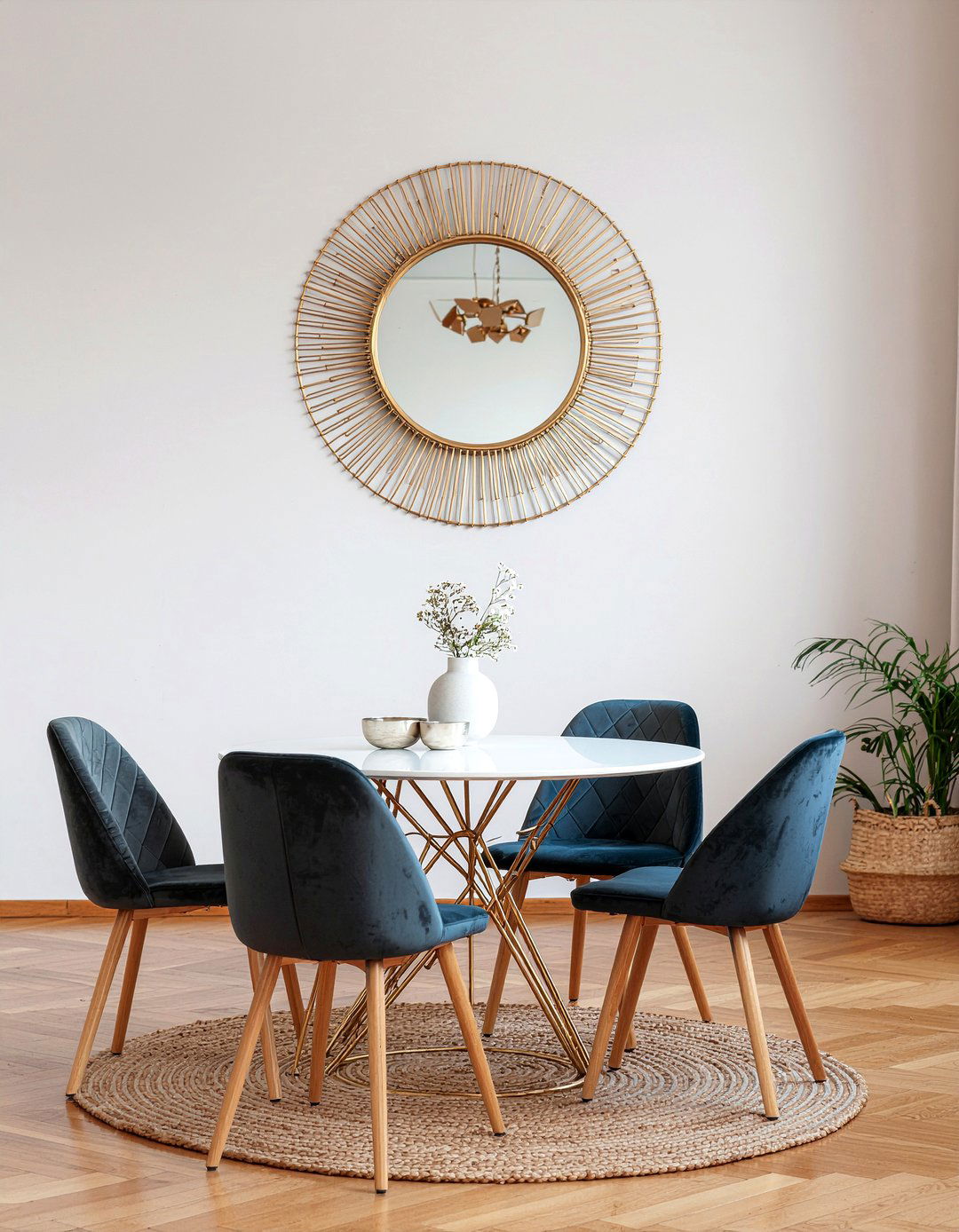 Geometric Frame Round Mirror Wall Art - 30 round mirror dining room ideas