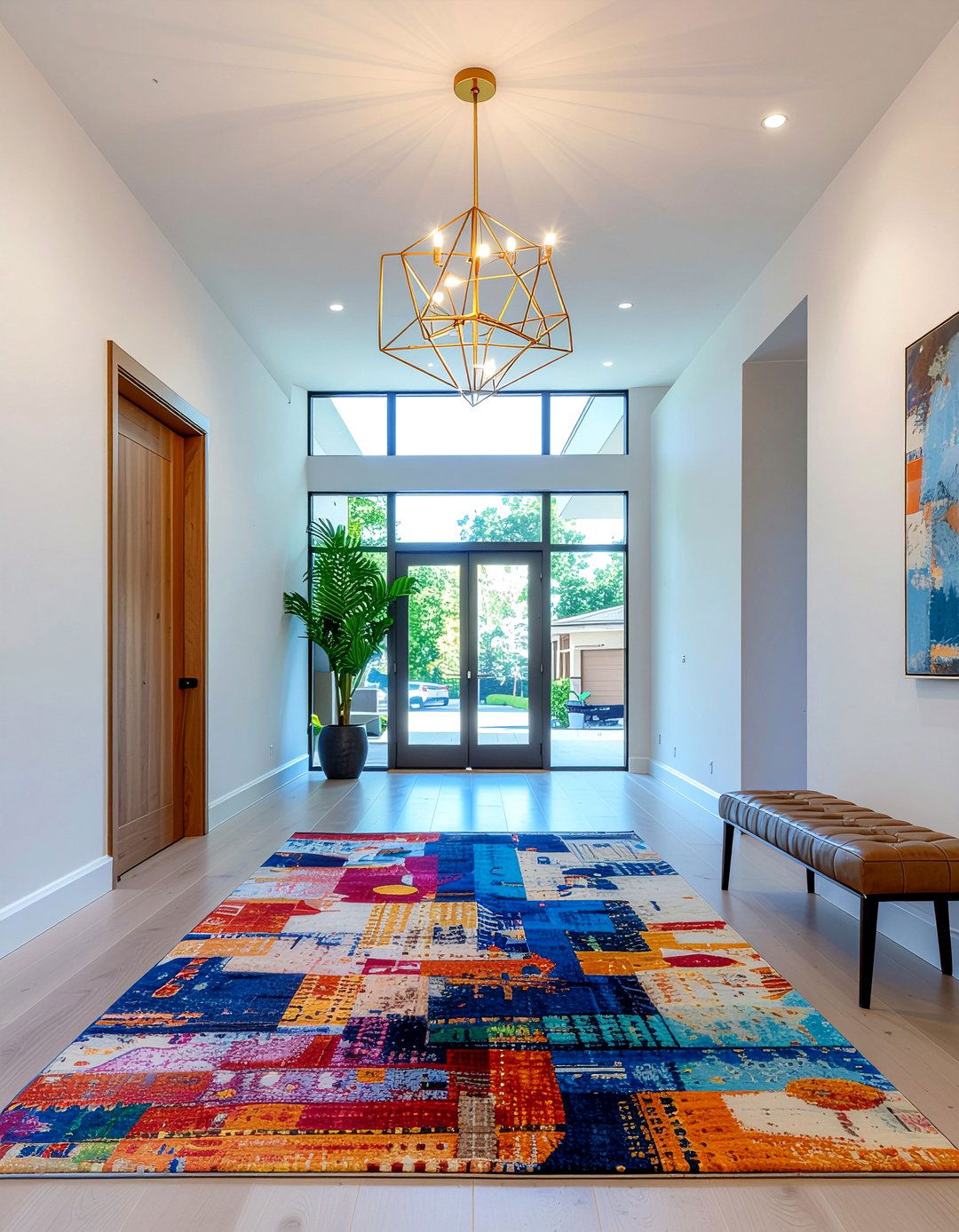 Geometric Gold Chandelier - 30 entryway lighting ideas