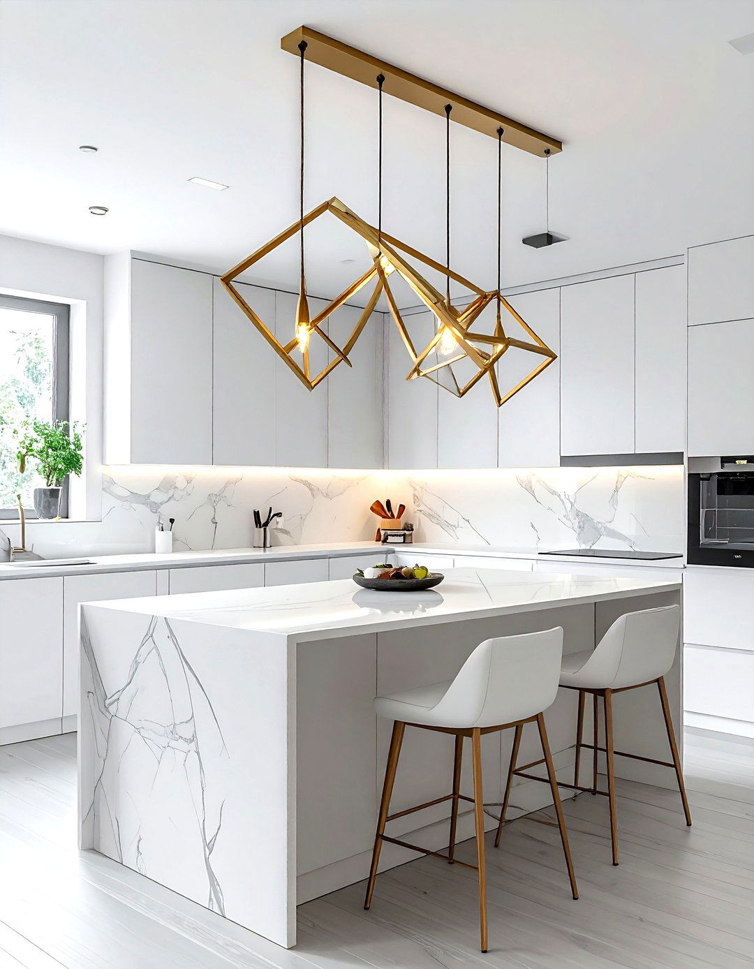 Geometric Gold Kitchen Lighting - 30 kitchen chandelier ideas
