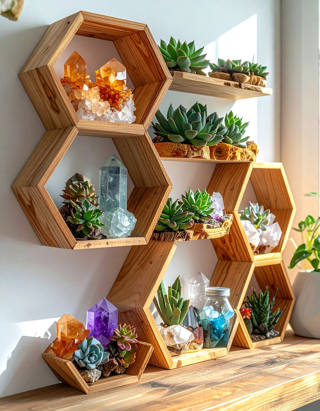 Geometric Hexagon Shelf - 30 wall shelf decor ideas