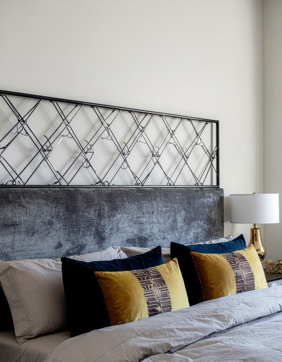 Geometric Lattice Headboard - 30 bedroom metal headboards