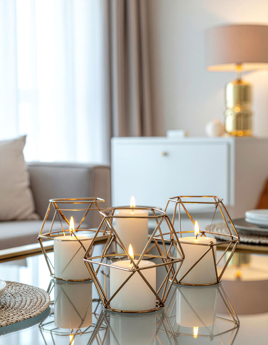 Geometric Metal Candle Holder Style - 30 candlelit dining room ideas
